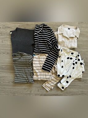 Women's Fall Neutral Bundle of 6 Tops Ladies Size Large
